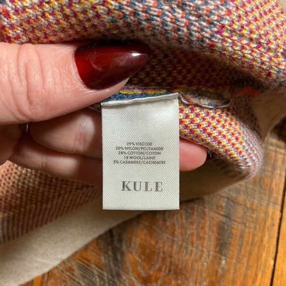 KULE The Capucine Multicolor Checkered Button Front Cardigan Women’s Large - Picture 12 of 13